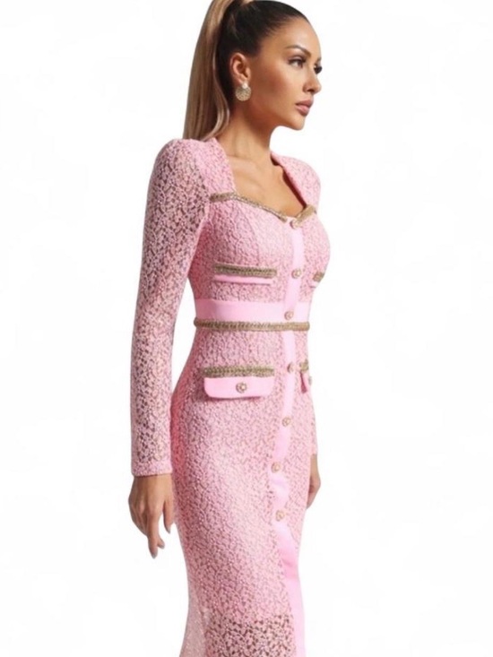 Bella Barnett Dresses & Skirts - NWT Bella Barnett Elegant Pink Long Sleeve Dress. Size M. New w tags in Box!